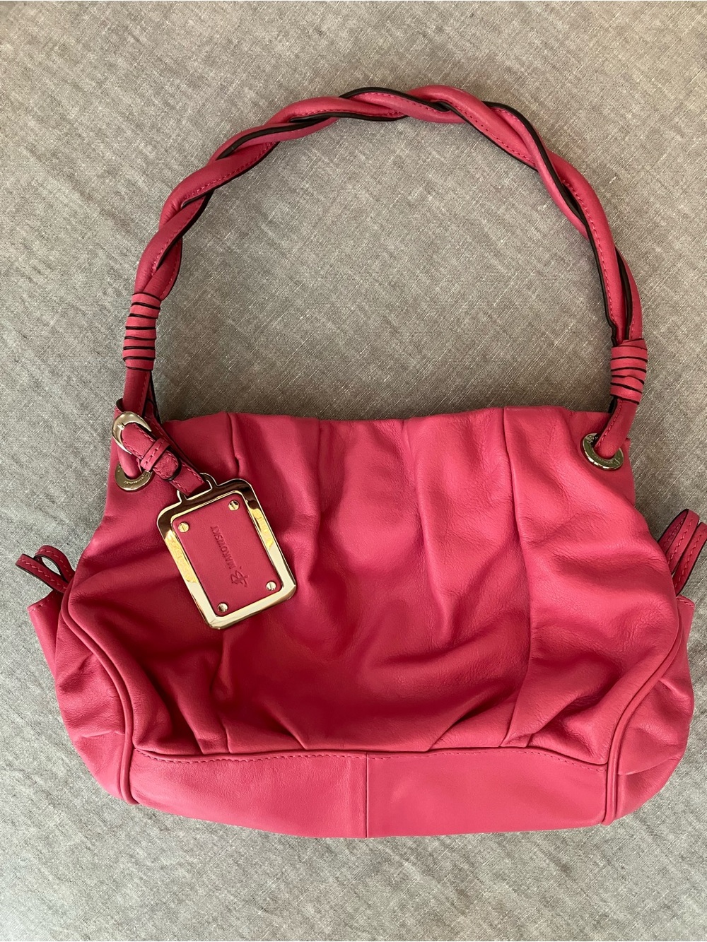 Vintage Y2K Shoulder Bag in Pink Leather by B. Makowsky